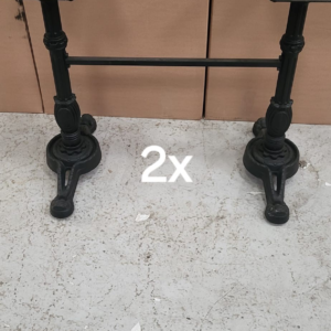 Black bistro twin pedestal outdoor table base 1000 width / 730 high