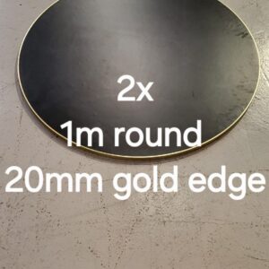 1000mm Black Round Top 20mm Gold edge