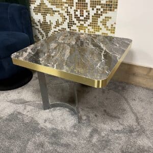 MARBLE LAMINATE COFFEE TABLE WITH BRASSEDGE
