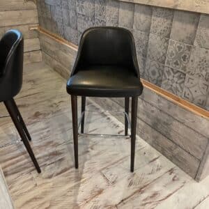 COURT BAR STOOL IN BLACK LEATHER, £80 X 1 In Stock