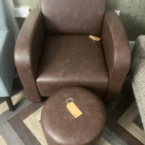 Marbled Brown Leather Cinema Armchair & Footstool, £400 x7 (ArmChairs) & £90 X2 (FootStool)