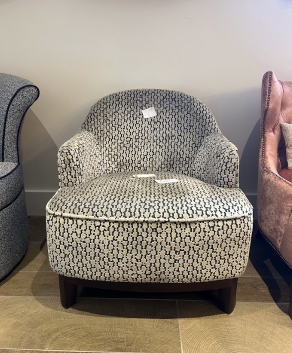 Winnie White & Grey Patterned Large Armchair, £200 X1, SHOWROOM CLEARANCE